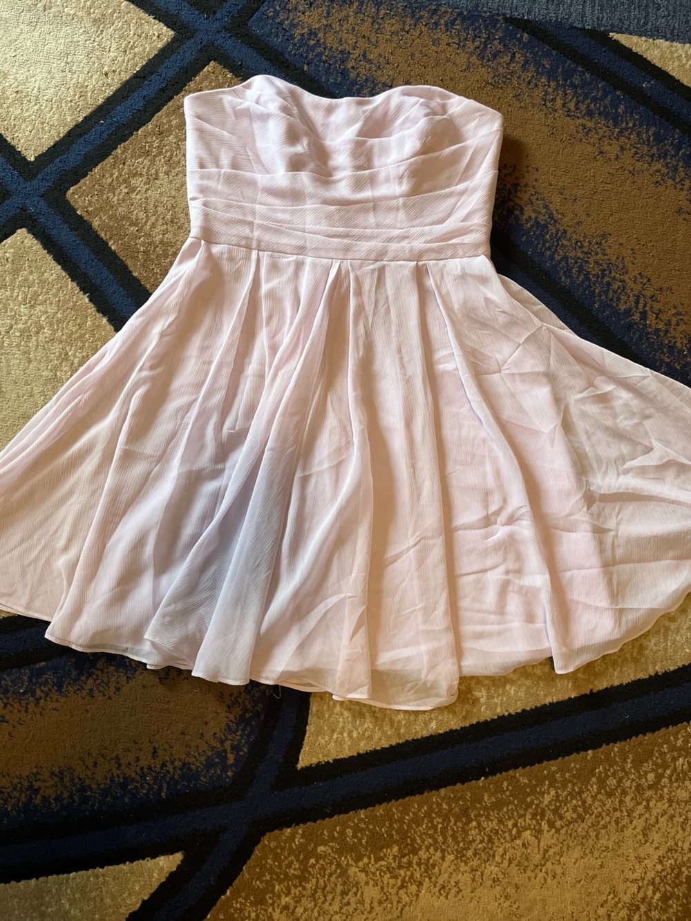 David's Bridal Strapless Light Pink Pleated Mini Dress
